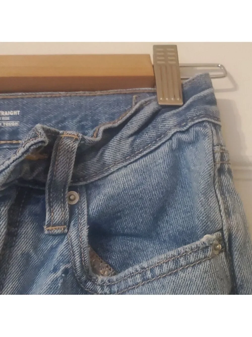 Old Navy Jeans Girl's Sz 12 Light Blue Straight Jeans High Rise Adjustable Waist